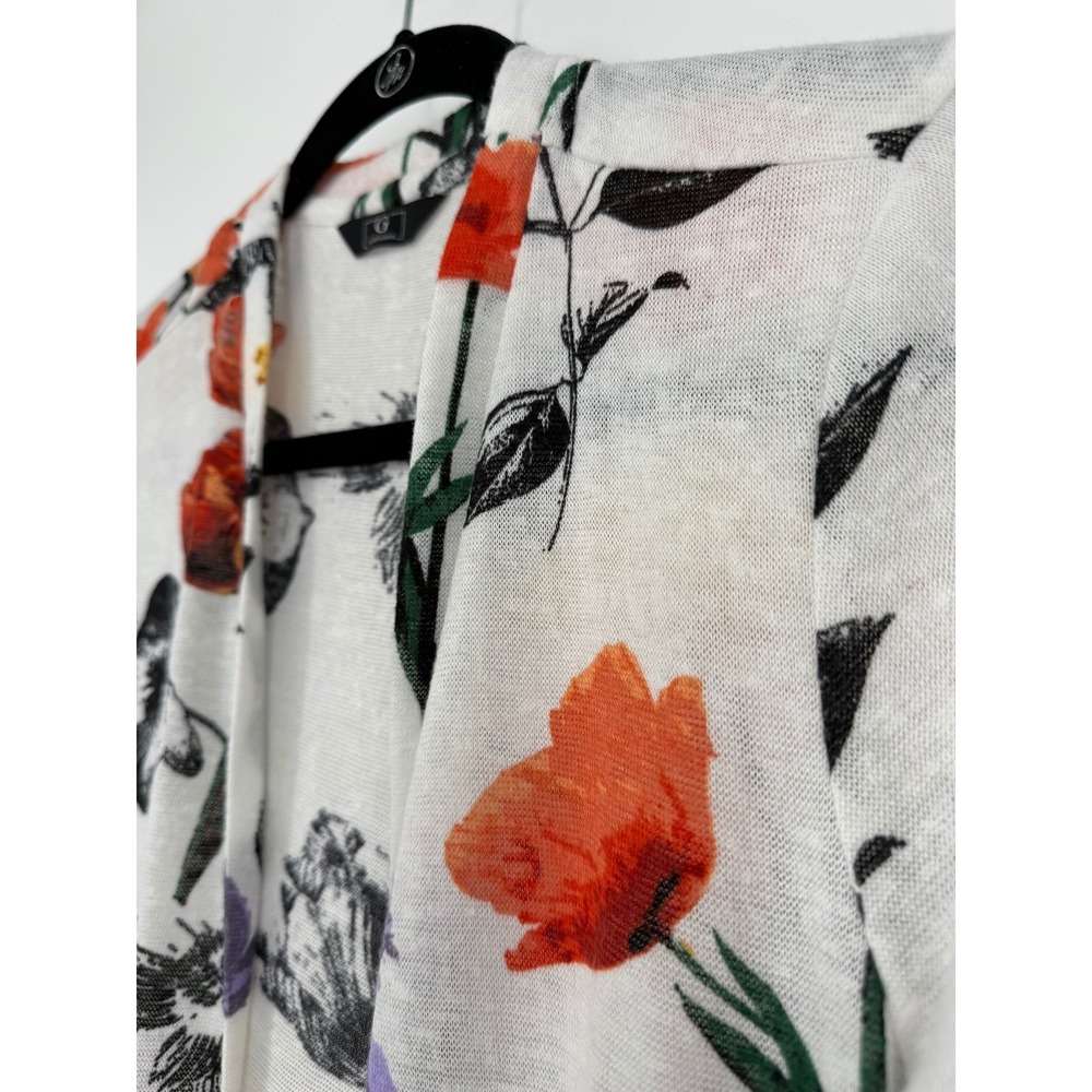 G by Giuliana Floral Duster Cardigan White Orange Poppy Print Longline MP Womens